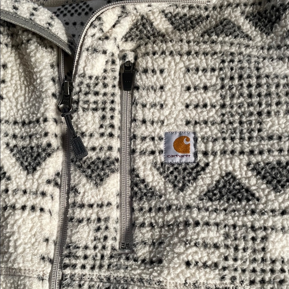 Carhartt Cream and Gray Patterned Womens Fleecw Jacket - Picture 4 of 5